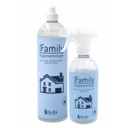 Ha-Ra Family 1000 ml / 1 Liter + Sprühflasche (leer) Hygienereiniger SET + Startuch grün + Handschuh grün