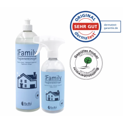 Ha-Ra Family 1000 ml / 1 Liter + Sprühflasche (leer) Hygienereiniger SET + Startuch grün + Handschuh grün